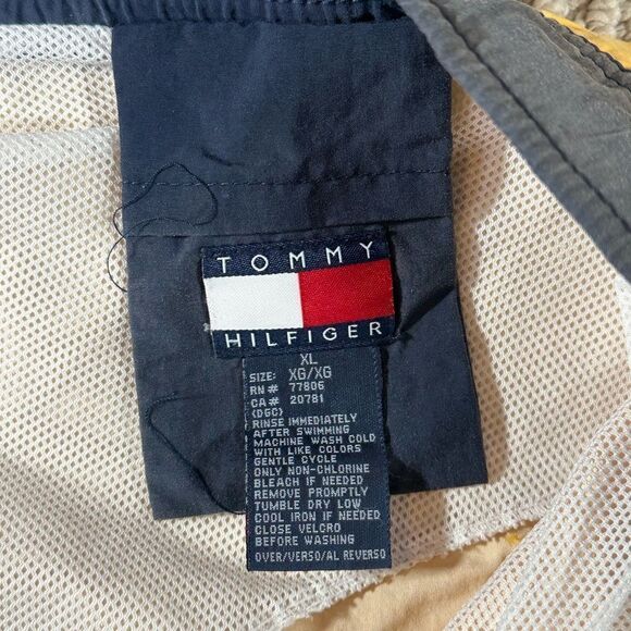 Vintage Tommy Hilfiger Yellow Mesh Lined Swim Trunks Shorts Size XL Flag - Picture 6 of 8